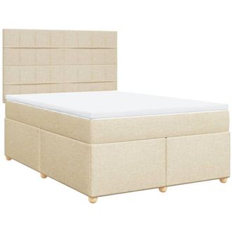vidaXL Vidaxl - Cama Box Spring Con Colch&oacute;n Tela Color Crema 140x200 Cm