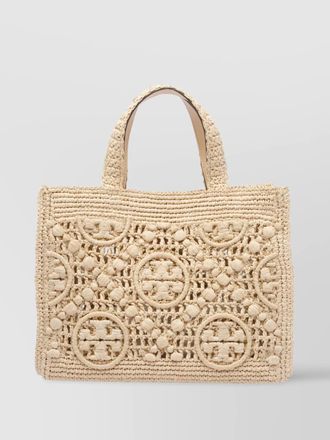 Tory Burch t monogram raffia beach bag