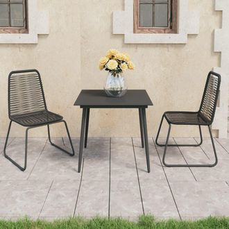 vidaXL Set De Comedor De Jard&iacute;n De 3 Piezas Pvc Rat&aacute;n Negro Vidaxl