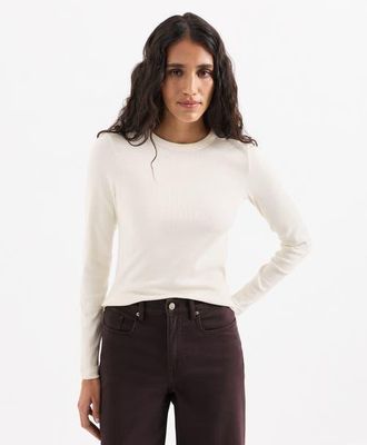Pact Perfect Rib Crewneck Layering Long Sleeve Tee Made With Organic Cotton in Soft Ivory at Nordstrom, Size Xx-Large
