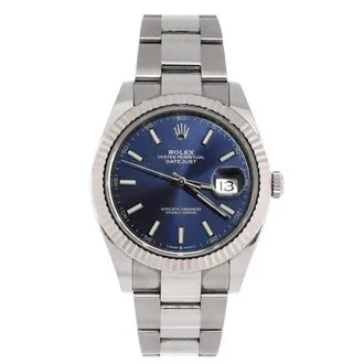 Rolex Oyster Perpetual Datejust Automatic Watch Stainless Steel and White Gold 41 in Metallic Silver at Nordstrom