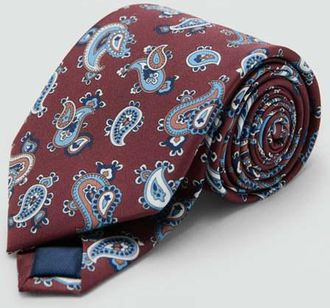 Mango Cravatta 100% seta stampa paisley bordeaux - Uomo - Taglia unica - MANGO MAN