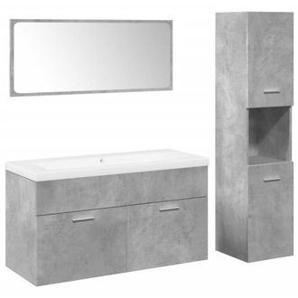 vidaXL Juego Muebles De Ba&ntilde;o 4 Pzas Madera Contrachapada Gris Hormig&oacute;n Vidaxl