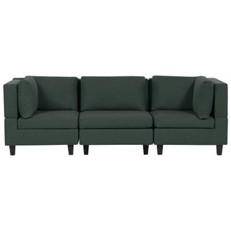 Beliani Sof&aacute; Modular Moderno 3 Plazas Tapizado Tela Poli&eacute;ster Respaldo Acolchado Verde Oscuro Unstad