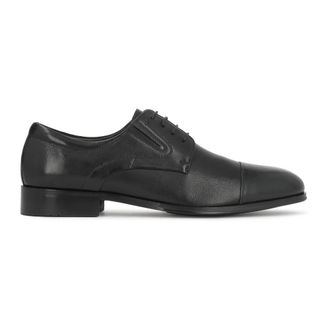 Kazar Zwarte leren heren halfhoge schoenen derby met neuskap - Heren - Nette schoenen - Zwart - 45 EU - Leer - Schoenen