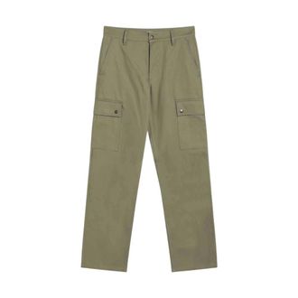 Burberry Straight Trousers, male, Green, L, Cotton Casual Trousers