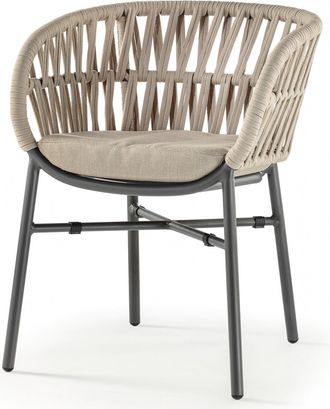 LLR Collection Outdoor Design Stuhl Tahiti mit Armlehnen - Taupe/Anthrazit