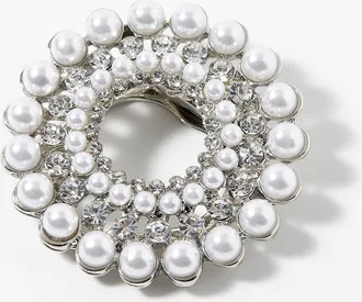 Simons Womens Perls and crystals crown brooch