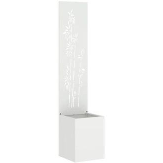 vidaXL Macetero De Jard&iacute;n Con Panel Decorativo Blanco 32 X 140 Cm Vidaxl