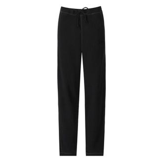 Ganni Straight Trousers, female, Black, M, Black Cotton Embroidered Logo Joggers