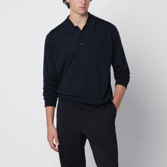 John Smedley Polo blu notte in lana