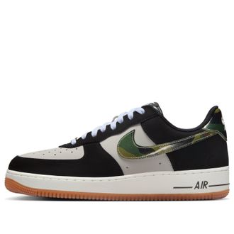 Nike Air Force 1 Low Black Patent Camo Swoosh HQ1967-100