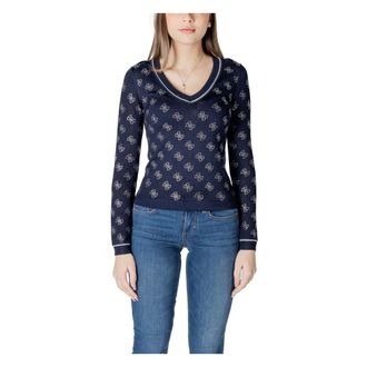 Guess V-neck Knitwear, female, Blue, XS, Elegant versatile womens Jumper