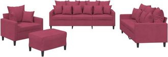 vidaXL Vidaxl - Juego De Sof&aacute;s Con Cojines 4 Piezas Terciopelo Rojo Tinto
