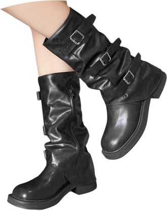 Generic 2026 Stylish Womens Mid Calf Boots with Belt Buckle and Chunky Sole Perfect for Casual Wear Fall/Winter Season Round Toe Design Comfortable All Day (B