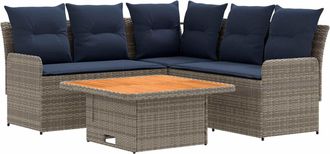 vidaXL Set Di Mobili 4 Pz Grigio E Blu Navy Rattan In Pe Vidaxl