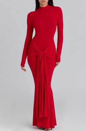 House of CB Imogen Drape Mermaid Gown in Scarlet Red at Nordstrom, Size X-Small