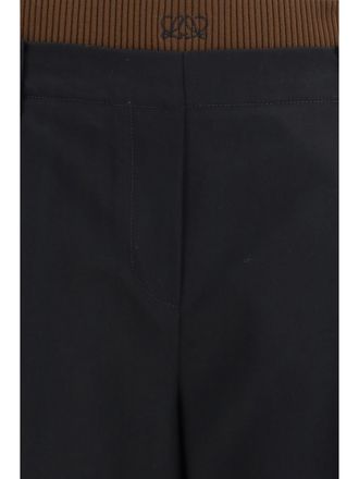 Loewe Wide-Leg Wool Trousers - Black