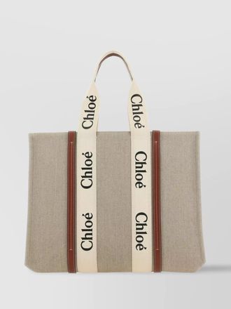 Chlo&eacute; woody large linen tote bag