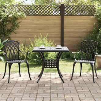 vidaXL 3-Piece Garden Bistro Set - Black Cast Aluminum vidaXL