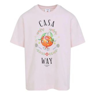 Casablanca T-Shirts, male, Pink, XL, Casa Way Orange Mascot Short Sleeve T-Shirt