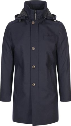 Montecore Blauwe Wollen Donsjas - Heren - Parka Jassen - Blauw - L - Wol - Jassen