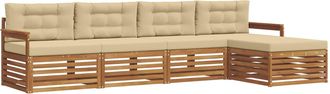 vidaXL Conjunto De Sof&aacute;s De Exterior 5 Uds. Natural Y Beige Vidaxl
