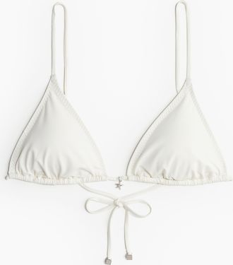 H&M Wattiertes Triangel-Bikinitop - White