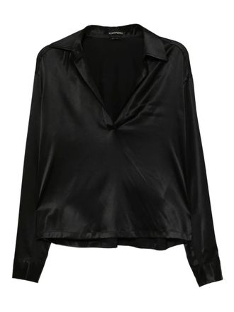Tom Ford satin blouse - women - Silk/Elastane - 40 - Black