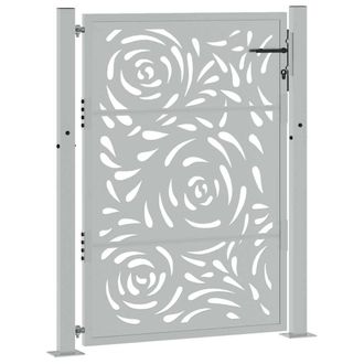 Berkfield Home Beautiful Garden Gate 105x130 cm Weathering Steel Flame Design in Brown