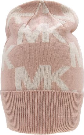 Michael Kors Oversized Chess Cuff Logo Jacquard Beanie