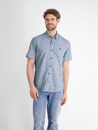 Lerros Kurzarmhemd LERROS, Herren, Gr. M, N-Gr, blau (cobalt blau), Web, Obermaterial: 60% Polyester, 40% Baumwolle, gestreift, regular fit taillenbedeckt, H