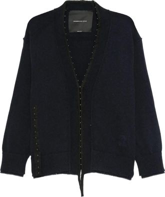 Federico Cina distressed cotton cardigan - Blue