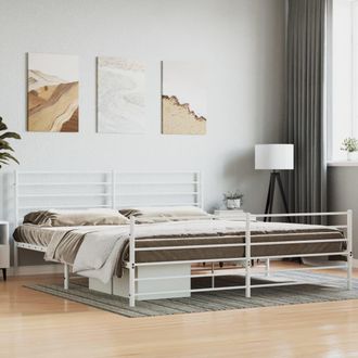 Berkfield Home Metal Bed Frame with Headboard & Footboard White 183x213 cm