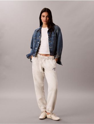Calvin Klein Jeans Calvin Klein Womens Rhinestone Monologo Fleece Sweatpants - Grey - XL