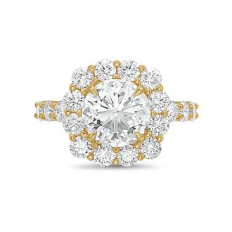 Diana M. Jewels 18kt yellow gold 10.00cts Lab-Grown Round Diamond Halo Ring with Diamond Band