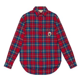 Gucci Tartan Shirt With Skunk Red 720960-ZAK7U-6499
