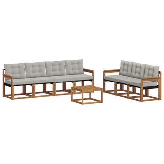 vidaXL Conjunto De Sof&aacute;s De Exterior 8 Pcs Gris Natural Y Claro Vidaxl