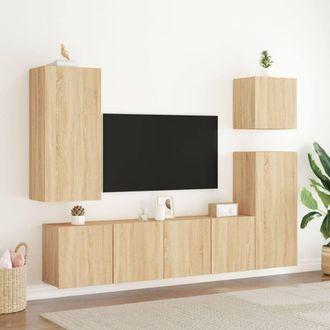Berkfield Home TV Cabinets Wall-mounted 2 pcs Sonoma Oak 80x30x41 cm in Light Oak | Size: 80 x 30 x 41 cm