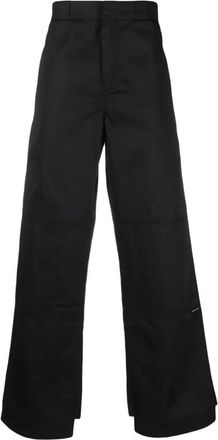Palm Angels Chino broek met omgekeerde tailleband - Heren - Wijde Broeken - Zwart - L - Katoen - Broeken