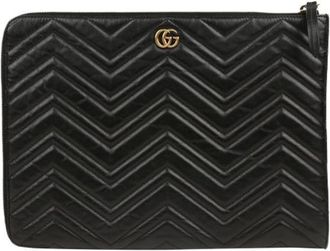 Gucci Pre-owned Clutches, female, Black, Size: ONE SIZE Pre-owned GG Marmont Clutch Bag