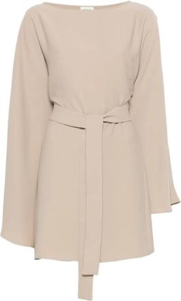 P.A.R.O.S.H. Belted Waist Short Dress - Dames - Korte kleedjes - Beige - L - Kleedjes