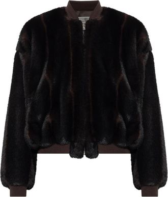 Maison Margiela Bomberjack met nepbont - Dames - Jassen - Bruin - XS - Nepbont - Jassen