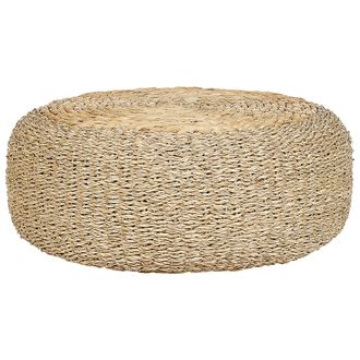 Beliani Puf Redondo Bohemio Otomana Junco Marino Jacinto De Agua 50 Cm Natural Claro Backan