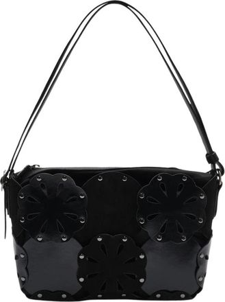 Maliparmi Leren Bloem Tas - Dames - Schoudertassen - Zwart - ONE Size - Leer - Tassen