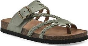 White Mountain Hayleigh Braided Leather Footbed Sandal in Sage Green Suede at Nordstrom Rack, Size 11