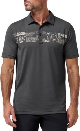 Travis Mathew Tropical Stripe Polo in Ebony at Nordstrom, Size Xx-Large