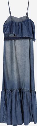 Pinko Womens Dress With Ruffles, Denim Blue Lyocell