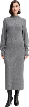 Twinset Lange Jurk van Wol en Lurex Blend Breiwerk - Dames - Jurken - Grijs - Maat: XS Wol