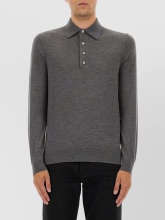 Tom Ford fine-knit wool long-sleeve polo shirt